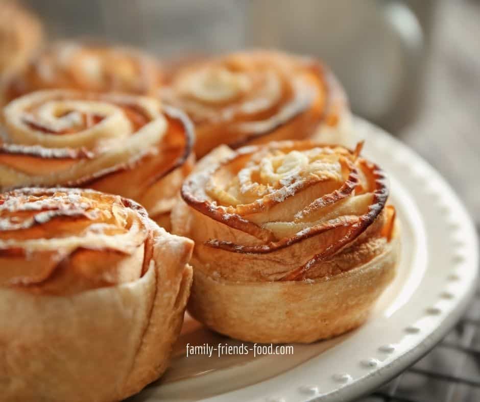 Apple roses on a plate.