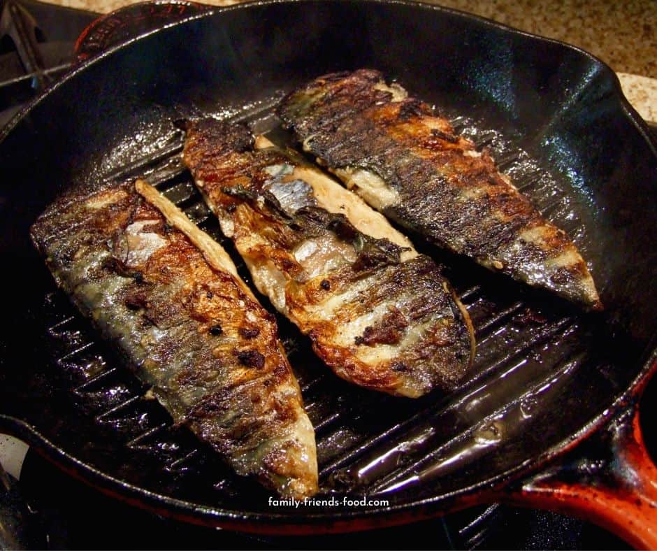 grilled mackerel with garlic & lemon.