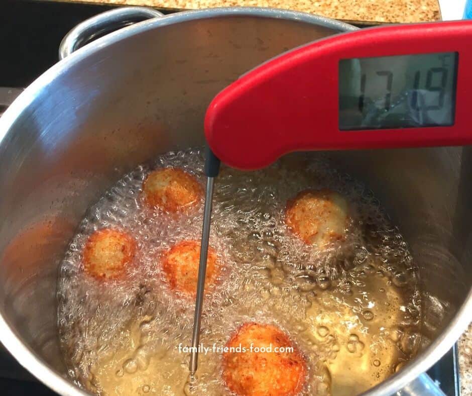 fish balls frying.