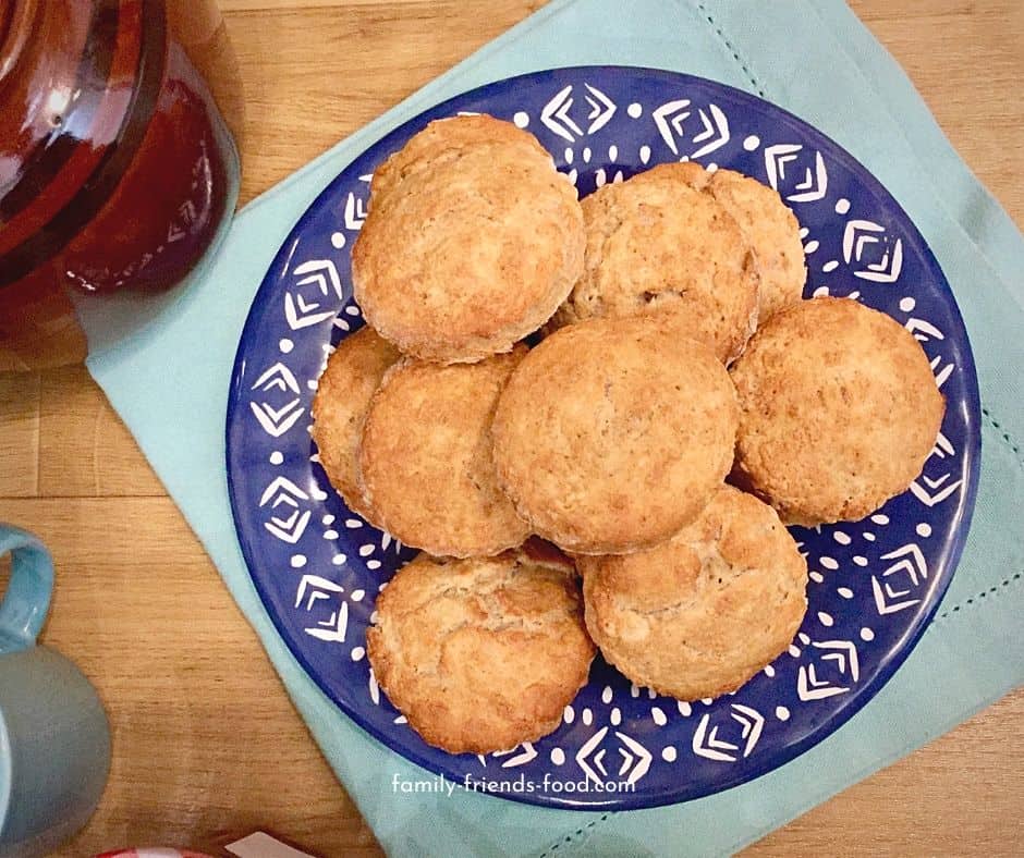 Banana scones on a plate.