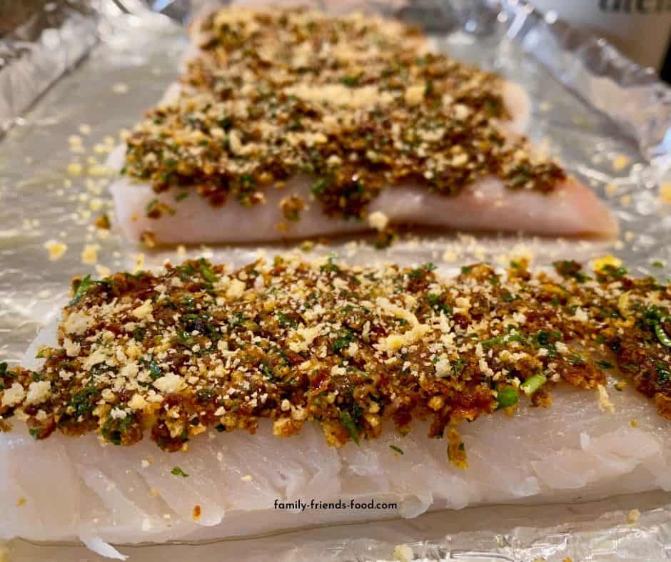 Oven-baked cod with sun-dried tomato & herb crust